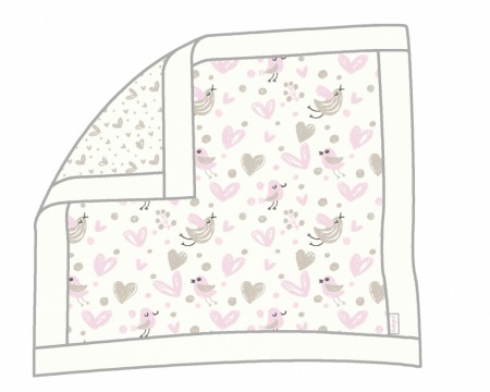 Fete - Paturica bumbac 2 fete, imprimeu puisori, Babybol