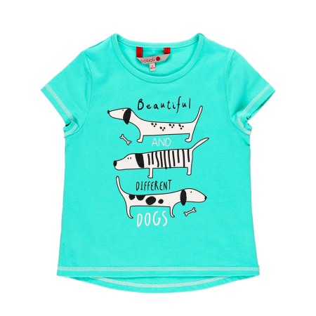 Pijama fete 4-14 ani, maneca scurta, imprimeu catei,verde, Boboli [4]