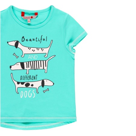 Pijama fete 4-14 ani, maneca scurta, imprimeu catei,verde, Boboli [2]