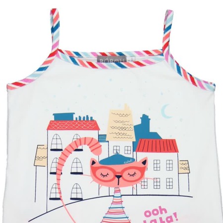 Pijama fete cu bretele , imprimeu pisicuta, Boboli [2]