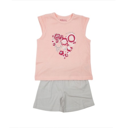 Fete/Baieti 2- 16 ani - Pijama maneca scurta fete Babybol, salmon