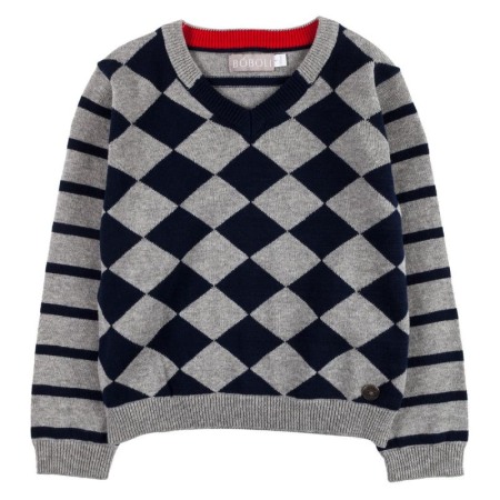 Fete/Baieti 2- 16 ani - Pulover baiat en coeur, carouri, gri , Boboli