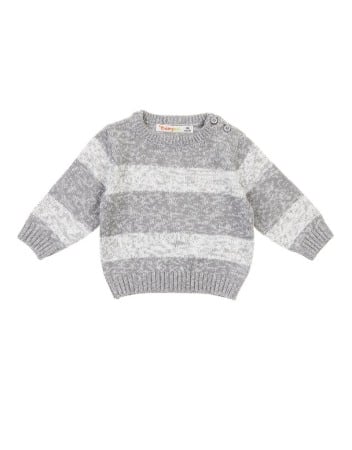 Pulovere/Jachete tricot - Pulover baiat gri cu dungi, Babybol