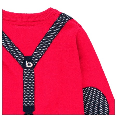 Pulover baiat rosu, imprimeu tesatura papion cu bretele, Boboli [4]