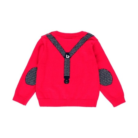 Pulover baiat rosu, imprimeu tesatura papion cu bretele, Boboli [1]