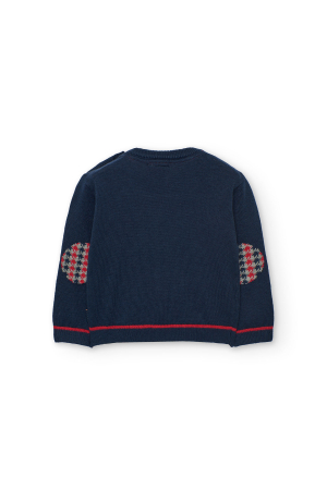 Pulover baiat tricot, broderie london garda, navy, brand Boboli [1]