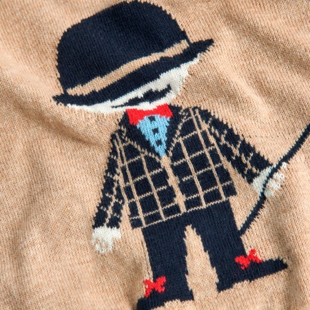 Pulover baiat tricot fin , model tesatura, bej, Boboli [2]