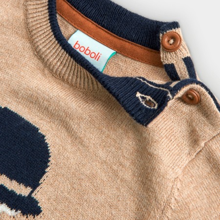 Pulover baiat tricot fin , model tesatura, bej, Boboli [3]