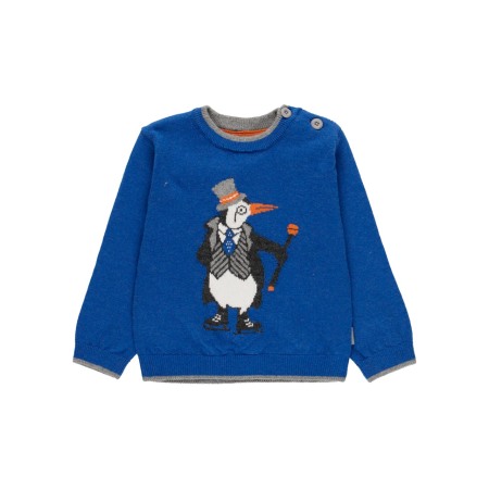 Pulovere/Jachete tricot - Pulover baiat, tricot fin , model tesatura pinguin, albastru, brand Boboli