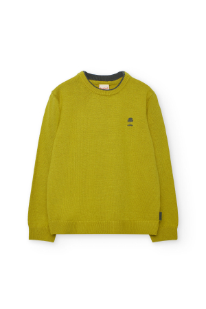 Pulovere/Jachete tricot - Pulover baieti 4-16 ani, tricot fin, culoarea mustarului, brand Boboli