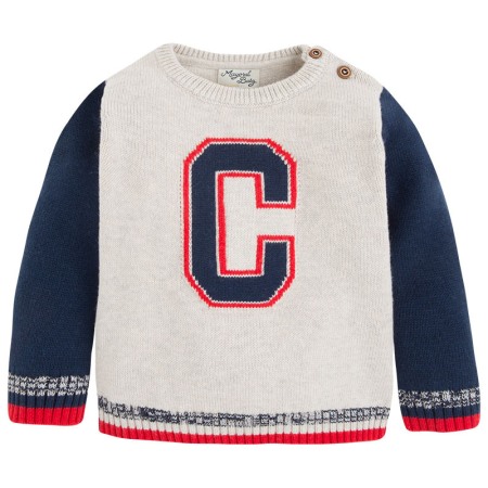 Fete/Baieti 0-24 luni - Pulover bebe baiat, crem/bleumarin,Mayoral