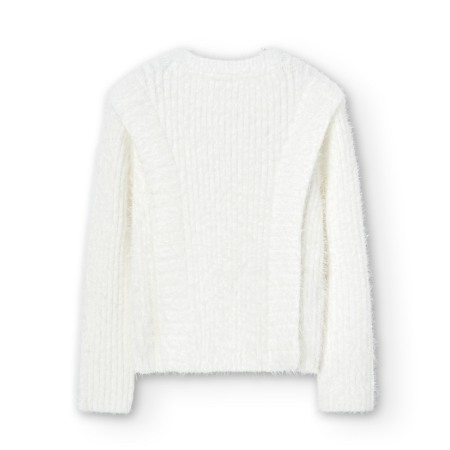 Pulover tricot fete, alb, aspect pufos, Boboli [1]