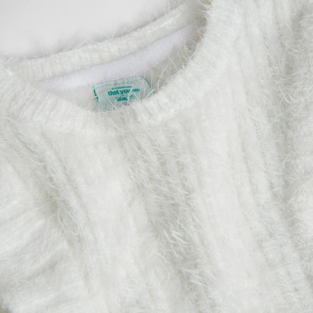 Pulover tricot fete, alb, aspect pufos, Boboli [2]