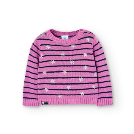 Pulover tricot fete, imprimeu stelute argintii, mov, Boboli [1]