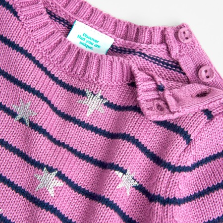 Pulover tricot fete, imprimeu stelute argintii, mov, Boboli [3]