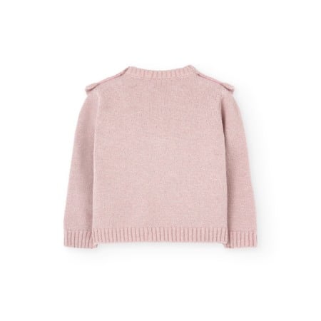 Pulover tricot fetite cu volanase, insertii argintii, roz, Boboli [1]