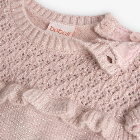 Pulover tricot fetite cu volanase, insertii argintii, roz, Boboli [2]