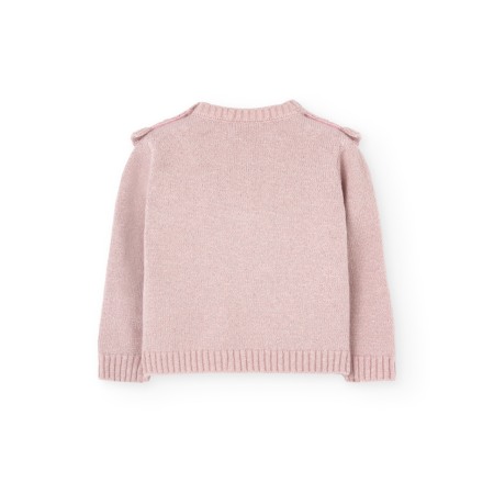 Pulover tricot fetite cu volanase, insertii argintii, roz, Boboli [1]