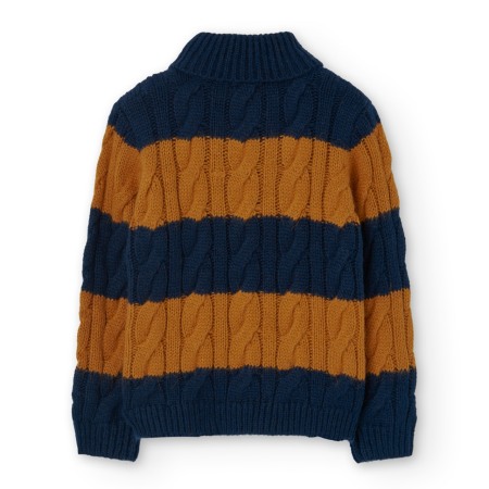 Pulover tricotat pentru copii în albastru marin și portocaliu, Boboli [2]