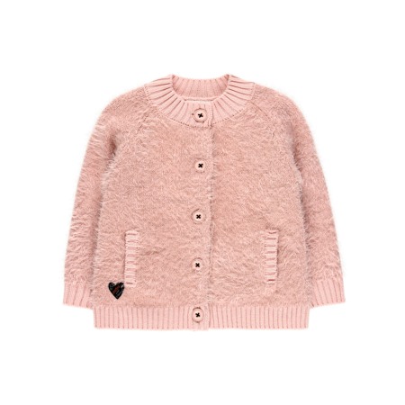 Pulovere/Bolero tricot - Pulover tricotat roz cu deschidere pe fata, Boboli