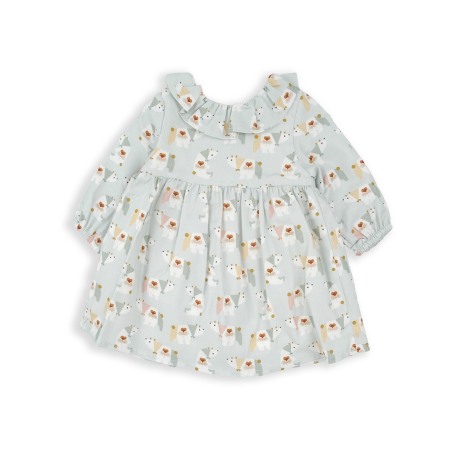 Fete - Rochie bebe fetita, animal print, culoare aqua, Babybol