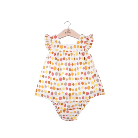 Rochite maneca scurta - Rochie bebe fetita cu chilotel, imprimeu multicolor, Babybol