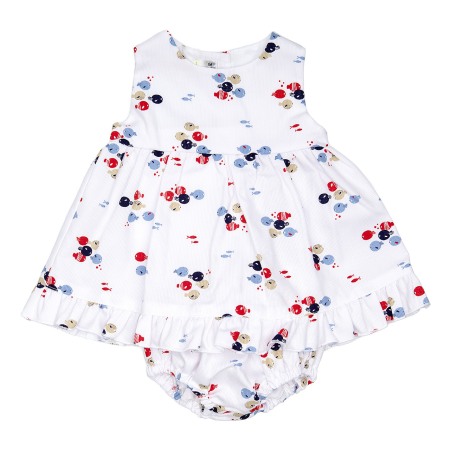 Colectie fete/ baieti primavara-vara - Rochie bebe fetita cu chilotel , imprimeu pestisori, Babybol