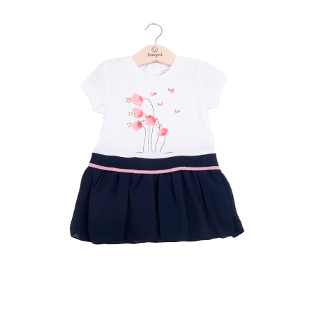 Colectie fete/ baieti primavara-vara - Rochie bebe fetita cu fusta tulle navy, imprimeu floral, brand Babybol