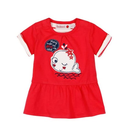 Rochite maneca scurta - Rochie bebe fetita cu maneca scurta, rosie, Boboli