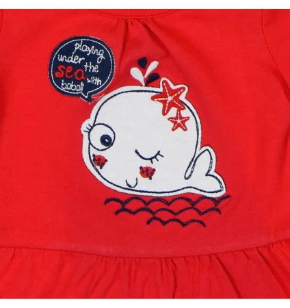 Rochie bebe fetita cu maneca scurta, rosie, Boboli [2]