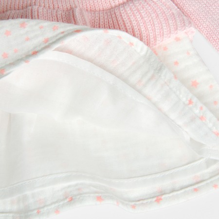 Rochie bebe fetita din tricot combinat cu muselina, roz, Boboli [3]