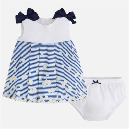 Rochie bebe fetita poplin , floricele si dungi navy, Mayoral [1]