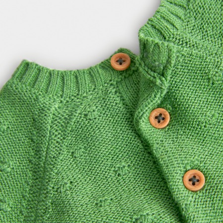 Rochie bebe tricot cu fusta velur, verde, Boboli [3]