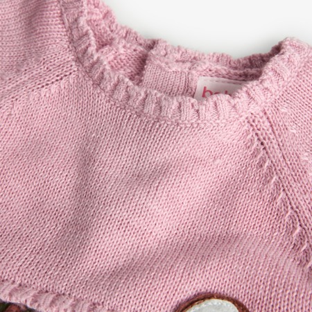 Rochie bebe tricot, fusta catifea, imprimeu ghinde, brand Boboli [2]