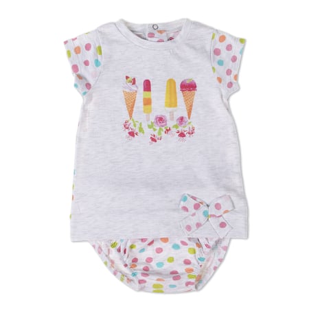 OUTLET ↗ 60% - Rochie bumbac bebe fetita cu chilotel, imprimeu cornet inghetata, brand Babybol