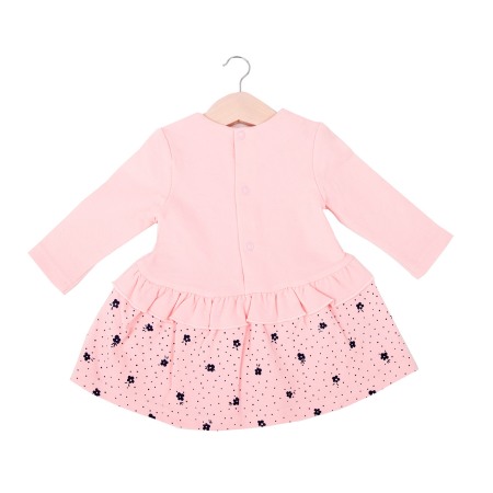 Rochie bumbac fete, volanas si imprimeu flori, roz,Babybol [1]