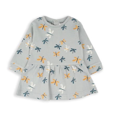 Rochite maneca lunga - Rochie bumbac fetite, maneca lunga, imprimeu fluturi, brand Babybol