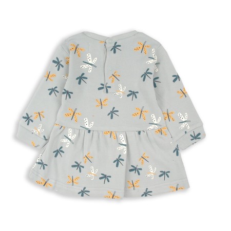 Rochie bumbac fetite, maneca lunga, imprimeu fluturi, brand Babybol [2]