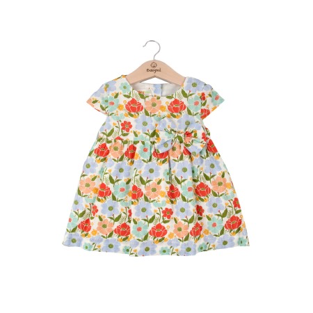 Rochite maneca scurta - Rochie bumbac fetite, maneca scurta, imppprimeu floral, brand Babybol