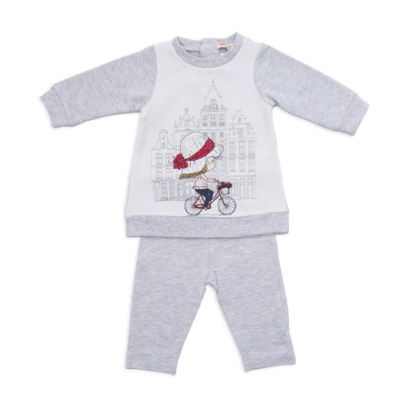 Fete - Rochie bumbac si colant Babybol, gri