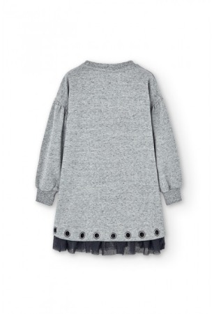 Rochie casual fete cu maneci bufante, bumbac, gri, Boboli [1]