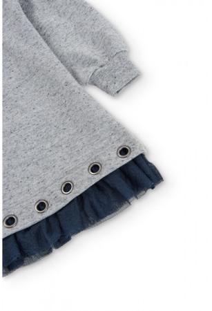 Rochie casual fete cu maneci bufante, bumbac, gri, Boboli [3]