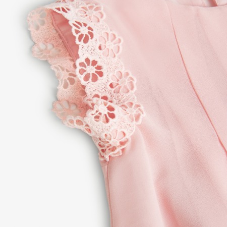 Rochie chifon roz fete, broderie, Boboli [2]