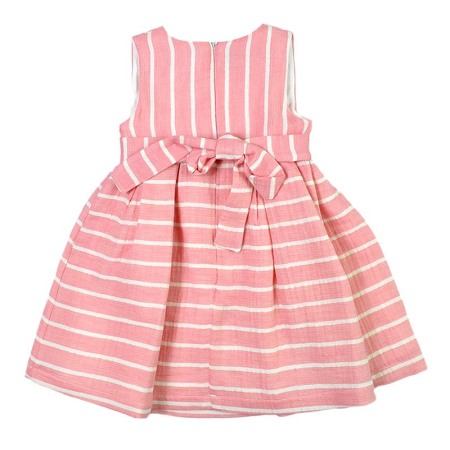 Fete - Rochie cu bretele panza topita, roz cu dungi, Babybol