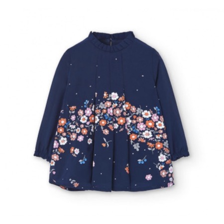 Fete/Baieti 2- 16 ani - Rochie elegant fetite 1-8 ani, chifon, imprimeu floral, navy, brand Boboli