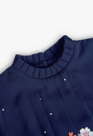 Rochie elegant fetite 1-8 ani, chifon, imprimeu floral, navy, brand Boboli [2]