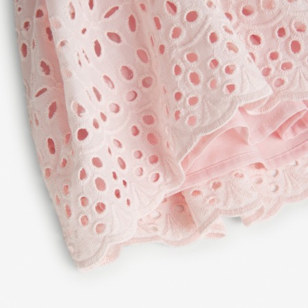 Rochie eleganta brodata, roz pal, funda aurie, better cotton, Boboli [3]