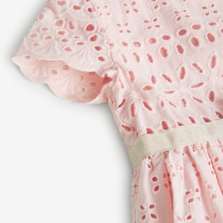 Rochie eleganta brodata, roz pal, funda aurie, better cotton, Boboli [2]