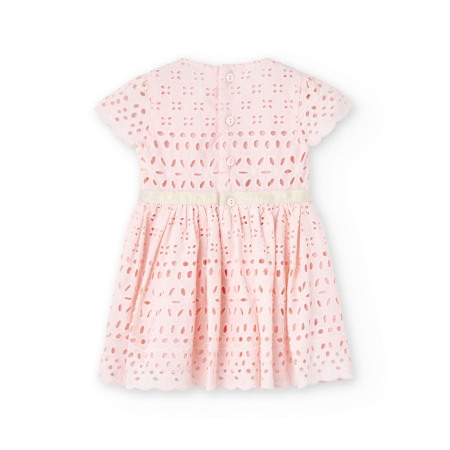 Rochie eleganta brodata, roz pal, funda aurie, better cotton, Boboli [1]