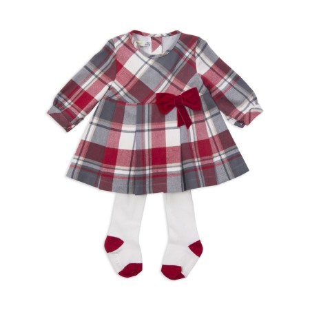 Fete/Baieti 0-24 luni - Rochie eleganta cu maneca lunga din bumbac cu dres , Babybol, rosie